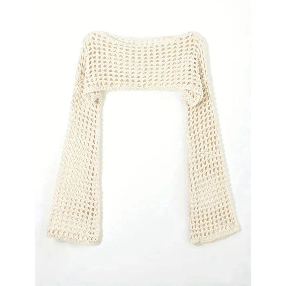 Nude crochet cover up top